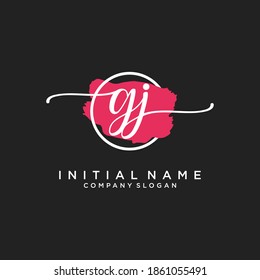 Monograma inicial de belleza GJ y diseño elegante de logotipo, logotipo de escritura a mano de firma inicial, boda, moda, floral y botánica con plantilla creativa.
