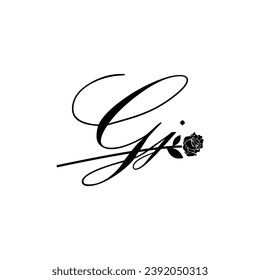 Initial GJ handwriting flower typography ornament modern