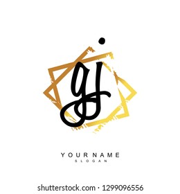 Initial GJ handwriting logo vector