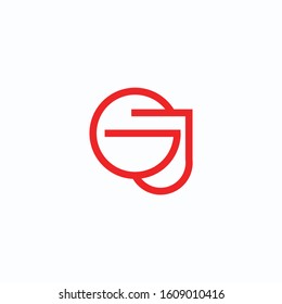 Initial GJ JG modern monogram and linear style logo design, 