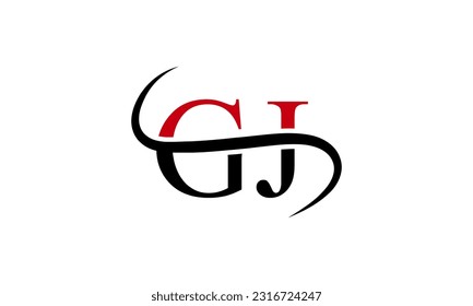 Logo de la carta inicial de GJ con plantilla de vectores gráficos de diseño Swoosh para identidad de empresa y empresa.