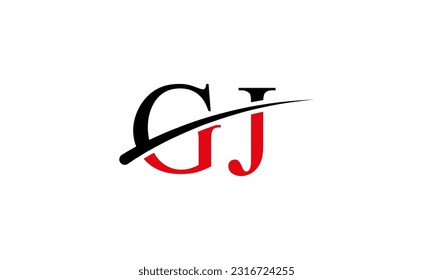 Initial GJ letter Logo With Swoosh Design Graphic Vector Template for Business and Company Identity.