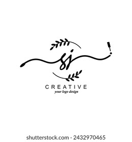 Initial GJ logo handwriting botanical branding typography