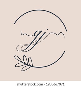 Initial GJ logo Handwriting floral and botanical vector