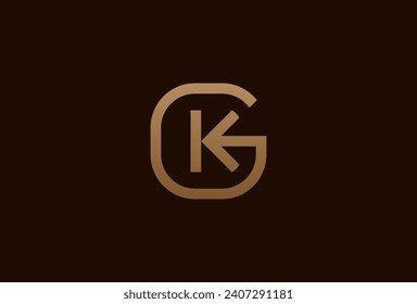 anfängliches GK- oder KG-Logo, Kombination aus monogramm Logo-Design der Buchstaben G und K in goldener Farbe, geeignet für Marken- und Unternehmenslogos, flaches Design-Logo-Element,Vektorgrafik