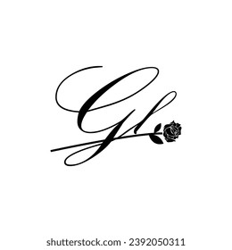 Initial GL handwriting flower typography ornament modern