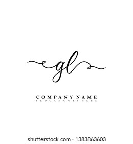 Initial GL handwriting logo template vector