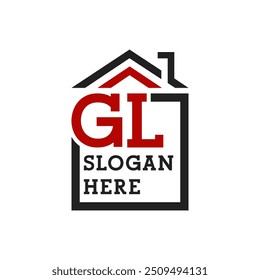 Logotipo inicial da casa GL para telhados. Logotipo da Carta GL Real Estate