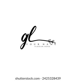 Initial GL logo handwriting floral typography ornament