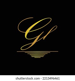 Initial GL logo signature elegant gold element