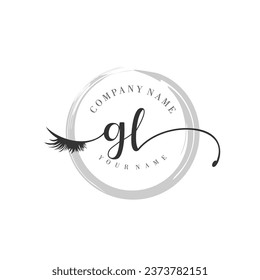 Initial GL monogram eye and eyelash handwriting