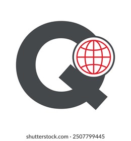 Initial global Logo combine with letter Q vector template