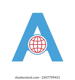Globales Startlogo kombiniert mit einer Vektorgrafik-Vorlage für Buchstabe A