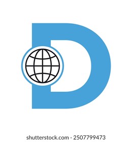 Logotipo global inicial combinado con la letra D Vector Plantilla