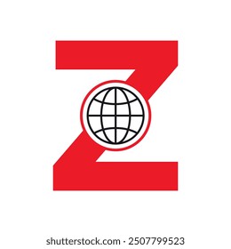Initial Globales Logo kombinieren mit Buchstabe Z Vektorvorlage