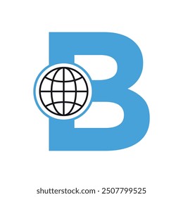 Initial global Logo combine with letter B vector template
