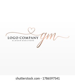 Initial GM beauty monogram and elegant logo design, handwriting logo of initial signature, wedding, fashion, floral and botanical with creative template.