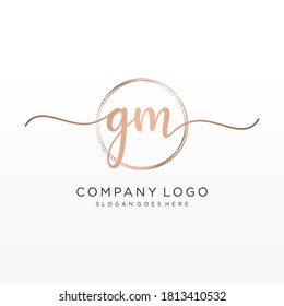 Initial GM beauty monogram and elegant logo design, handwriting logo of initial signature, wedding, fashion, floral and botanical with creative template.