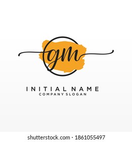 Initial GM beauty monogram and elegant logo design, handwriting logo of initial signature, wedding, fashion, floral and botanical with creative template.