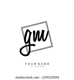 Initial GM handwriting logo vector
