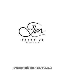 Logotipo inicial de firma manuscrita GM. Tipografía para el logotipo de empresa y empresa. Diseño del logotipo del vector.