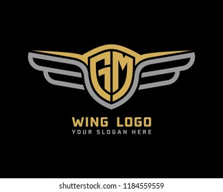 Initial GM wing logo template vector