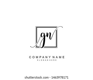 Initial GN beauty monogram and elegant logo design, handwriting logo of initial signature, wedding, fashion, floral and botanical with creative template.
