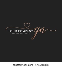 Initial GN beauty monogram and elegant logo design, handwriting logo of initial signature, wedding, fashion, floral and botanical with creative template.