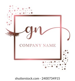 Initial GN calligraphy company eye and eyelash handwriting