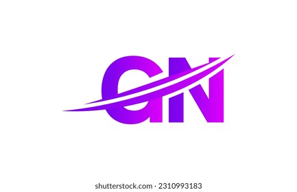 Initial GN letter Logo With Swoosh Design Graphic Vector Template for Business and Company Identity.