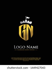 initial GN letter with shield style logo template vector