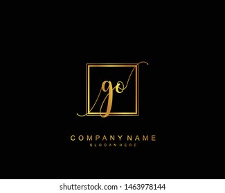 Initial GO beauty monogram and elegant logo design, handwriting logo of initial signature, wedding, fashion, floral and botanical with creative template.