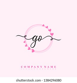 Initial GO handwriting logo template vector
