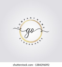 Initial GO handwriting logo template vector