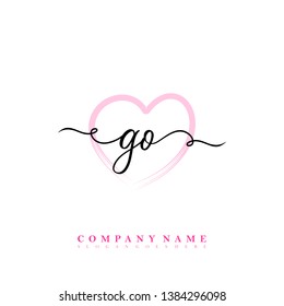 Initial GO handwriting logo template vector