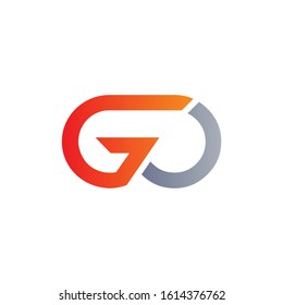 Initial GO Letter Linked Logo Design. Abstract GO vector Template