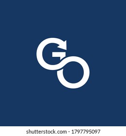 Initial GO letter, GO logo with arrow, vector illustration