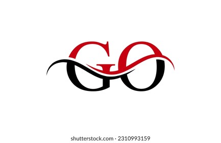 Initial GO letter Logo With Swoosh Design Graphic Vector Template for Business and Company Identity.