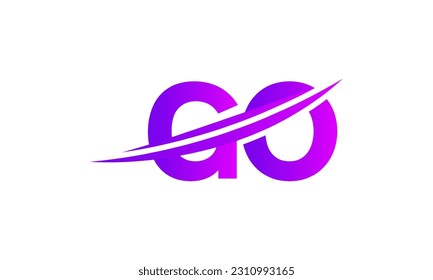 Logotipo inicial de la carta GO con plantilla de vectores gráficos de diseño Swoosh para identidad de empresa y empresa.