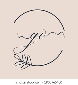Initial GO logo Handwriting floral and botanical vector