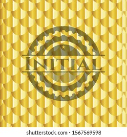 Initial gold badge or emblem. Scales pattern. Vector Illustration. Detailed.