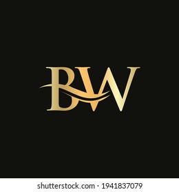 Initial Gold BW letter logo design. BW logo design with creative and modern trendy