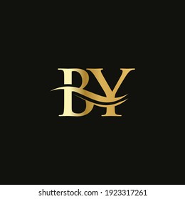 Initial Gold BY letter logo design. BY logo design with creative and modern trendy