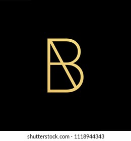 Initial Gold letter AB BA Logo Design with black Background Vector Illustration Template