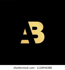 Initial Gold letter AB BA Logo Design with black Background Vector Illustration Template