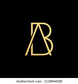 Initial Gold letter AB AB Logo Design with black Background Vector Illustration Template