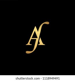 Initial Gold letter AF FA Logo Design with black Background Vector Illustration Template