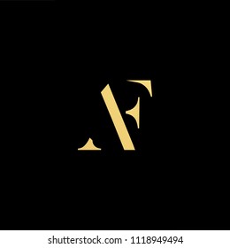 Initial Gold letter AF FA Logo Design with black Background Vector Illustration Template