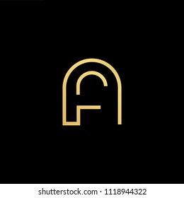 Initial Gold letter AF AF Logo Design with black Background Vector Illustration Template