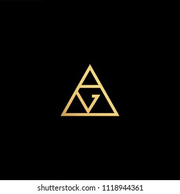 Initial Gold letter AG GA Logo Design with black Background Vector Illustration Template